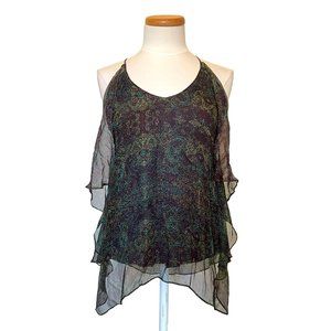 Ella Moss Enchantress Abstract Print Silk Chiffon Top XS